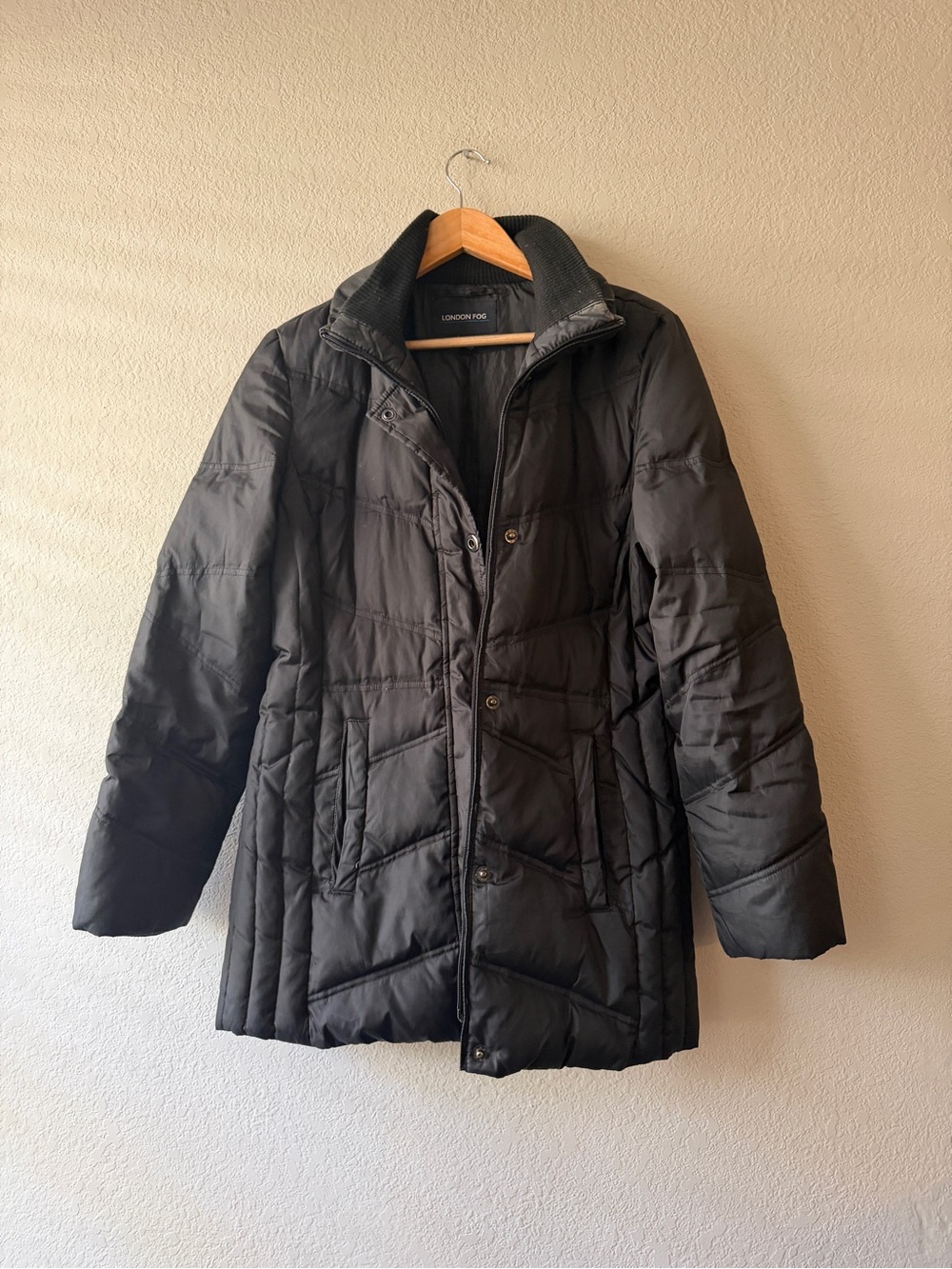 London Fog Women's Black Quilted Down Puffer Coat